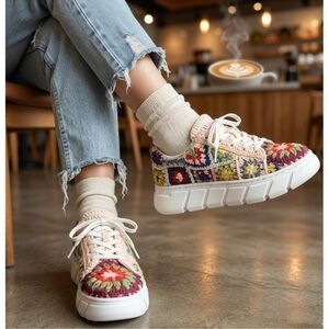 Free People “Catch Me If You Can” Crochet Sneakers – Size 38/8